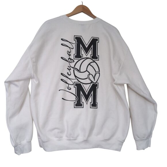 Volleyball Mom Sweatshirt Womens XL White Pullover Crew Neck‎ Long Sleeve - Picture 1 of 10